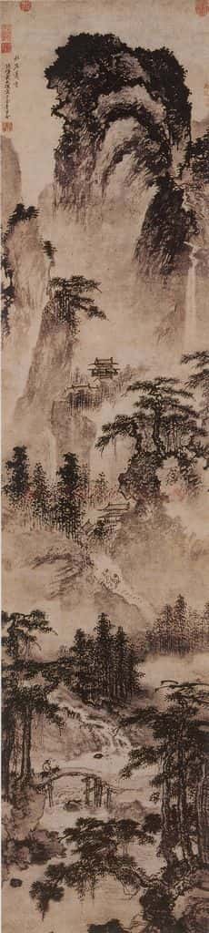 明 戴进 松岩萧寺图 书画作品