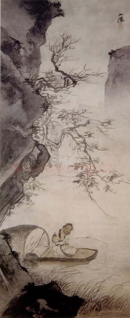 明 吴伟 垂钓图 书画作品