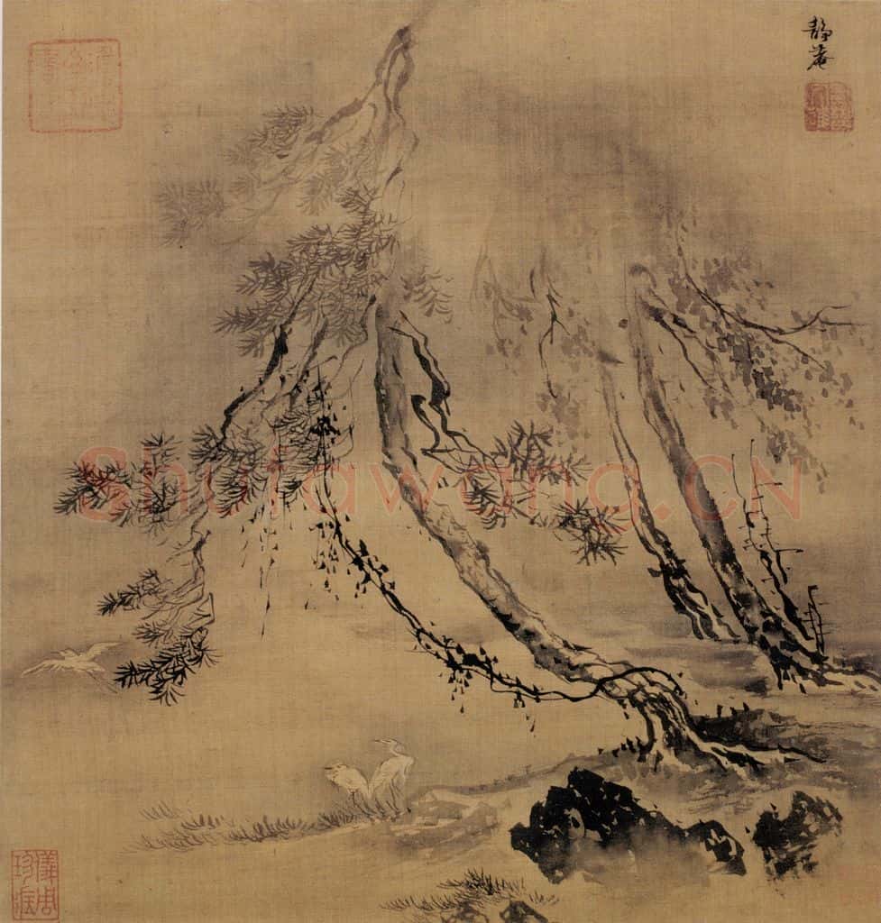 明 戴进 三鹭图 书画作品