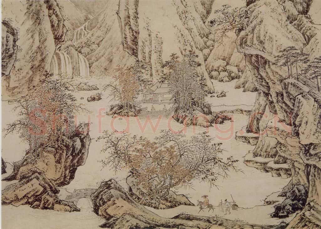 仇英《仿李唐山水卷图》书画作品
