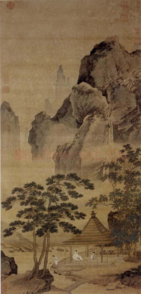  仇英《松亭试泉图》书画作品