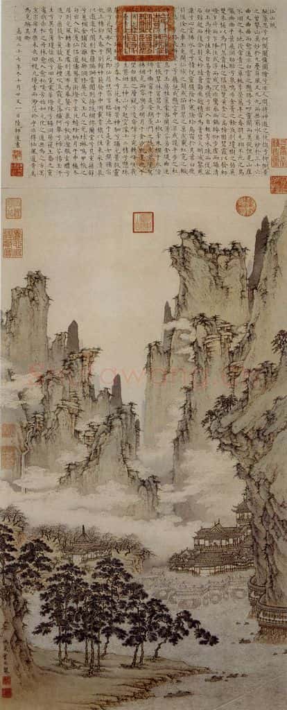 仇英《云溪仙馆图》书画作品