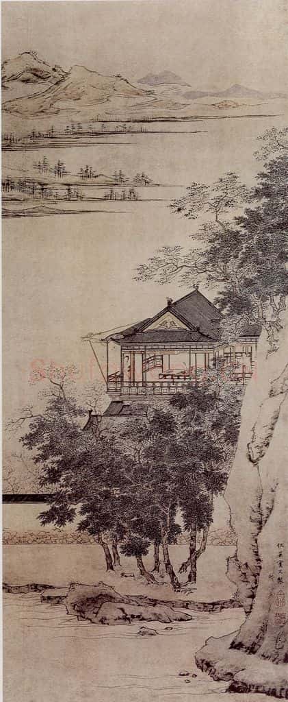 仇英《远眺图》书画作品