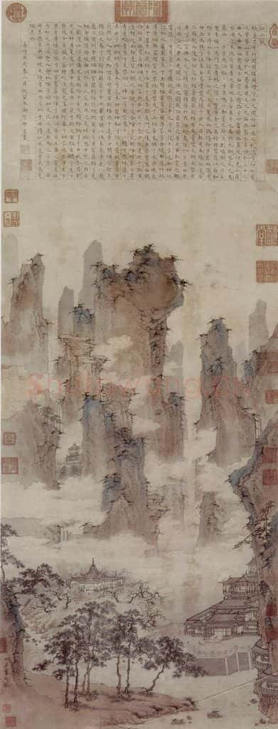 仇英《仙山楼阁图》书画作品