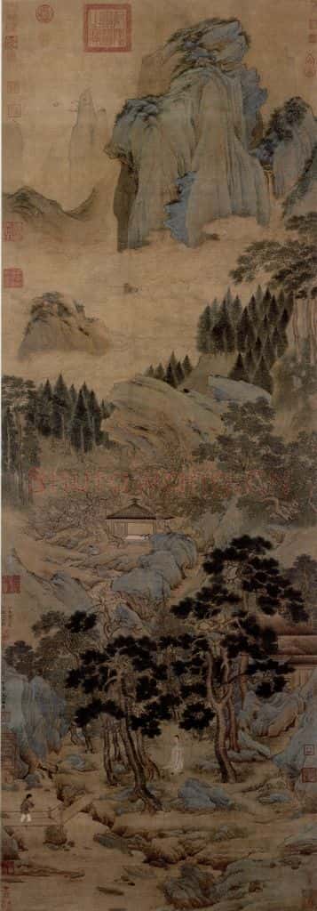 仇英《桃村草堂图》书画作品