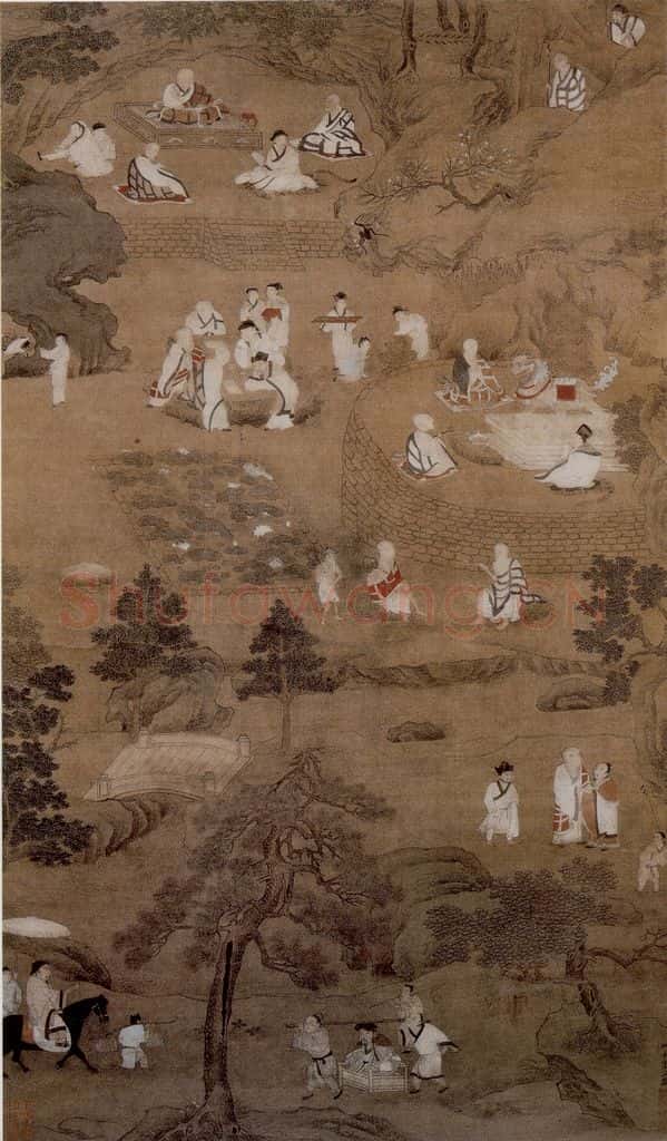 仇英《莲社图》书画作品