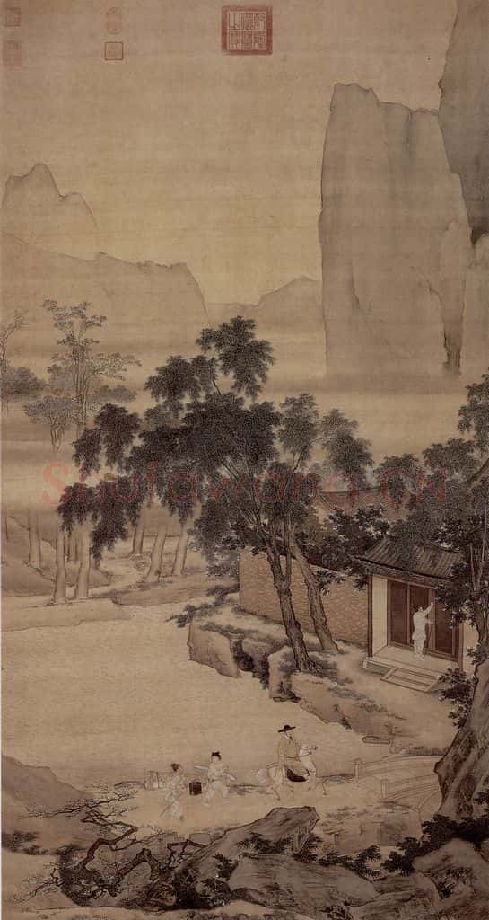 仇英《春游晚归图》书画作品
