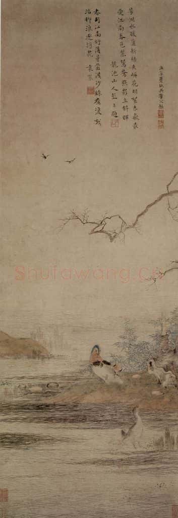 仇英《沙汀鸳鸯图》书画作品