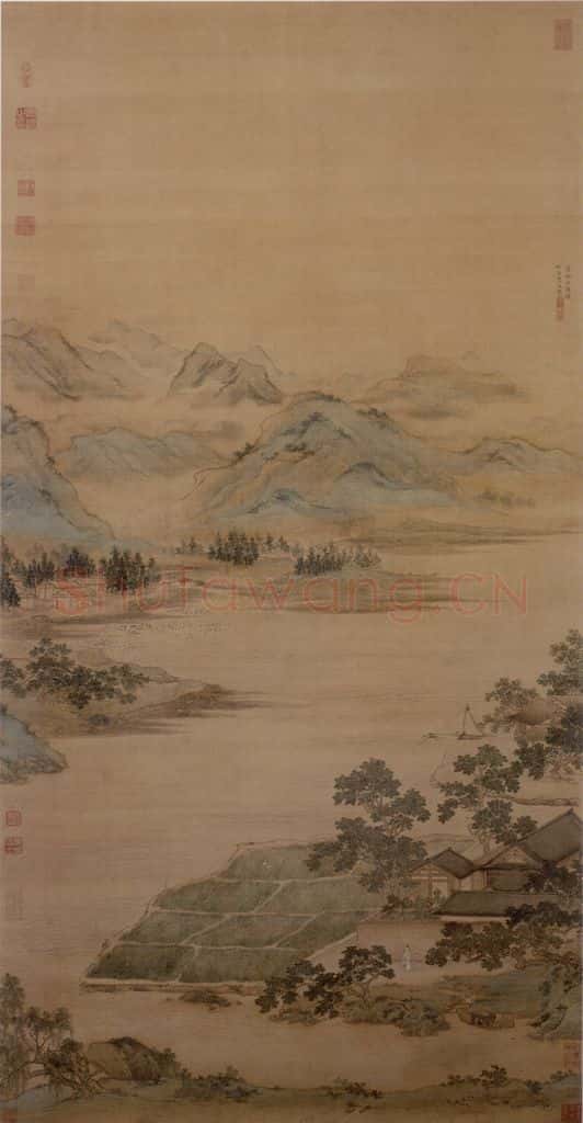 仇英《莲溪渔隐图》书画作品