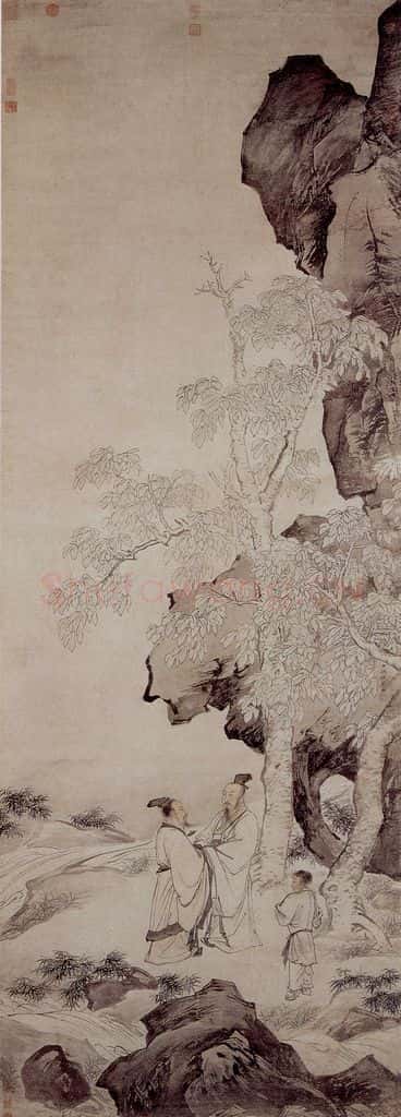 仇英《桐阴清话图》书画作品