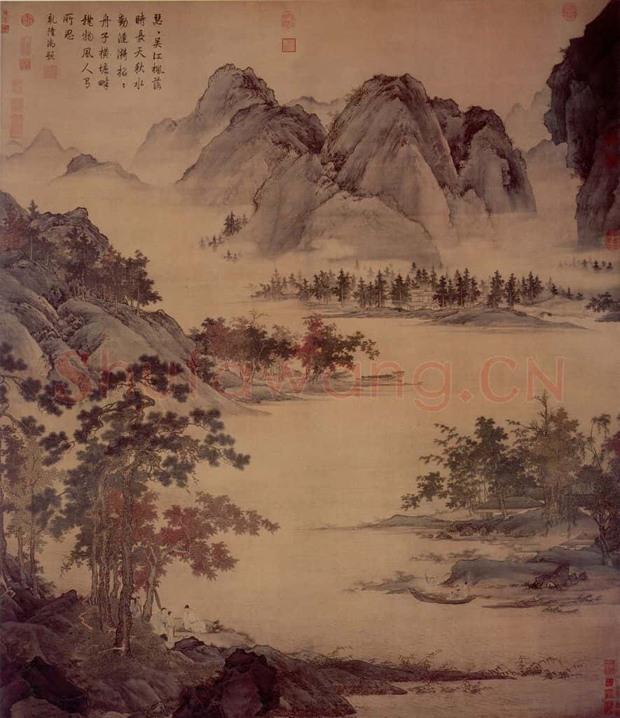 仇英《秋江待渡图》书画作品