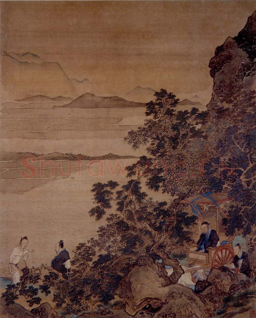  仇英《子路问津图》书画作品