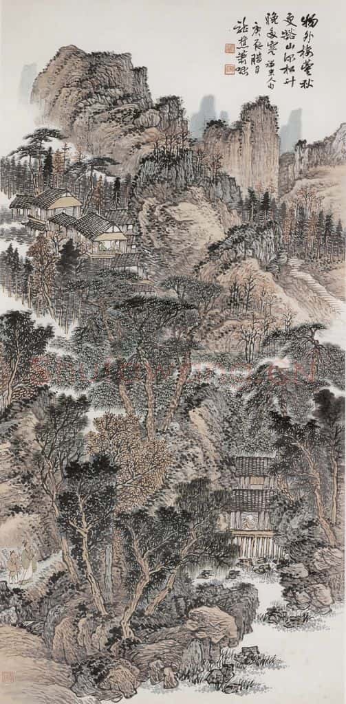 1940年 萧谦中《深山松竹图》书画作品