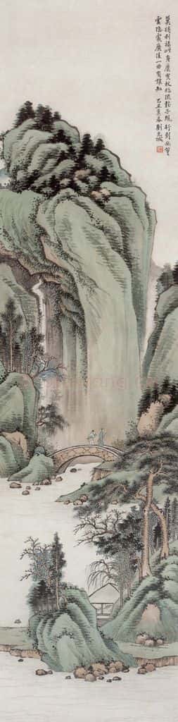 1925年 刘子久《青绿山水》书画作品