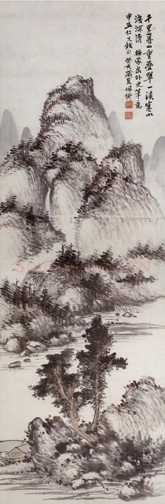 1923年 胡佩衡《千里暮山重叠翠》书画作品