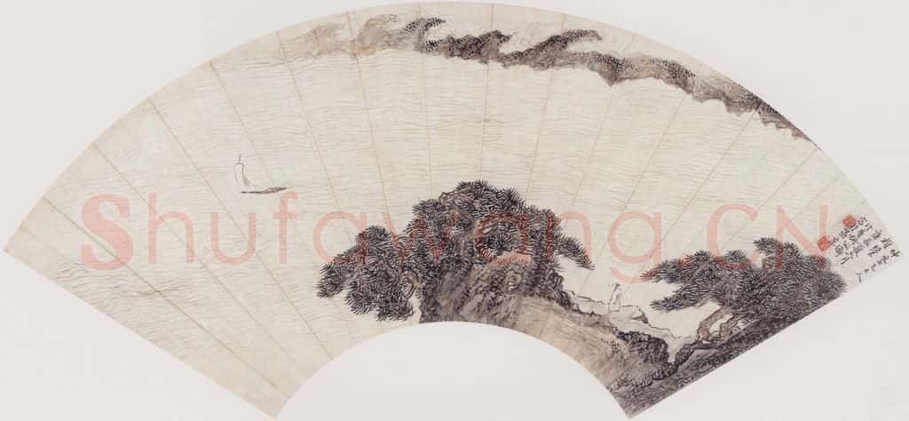 1940年 胡佩衡《临江送客》书画作品