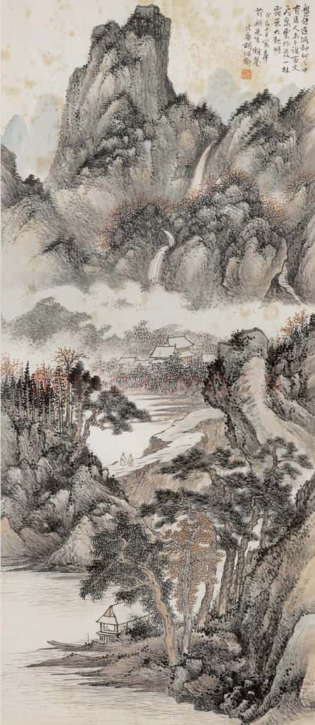 1928年 胡佩衡《一林霜秋九秋时》书画作品