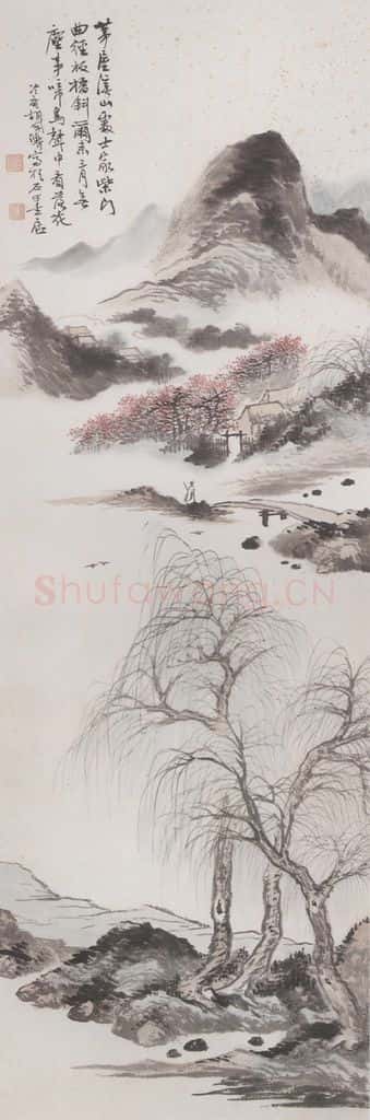胡佩衡《啼鸟声中看落花》书画作品