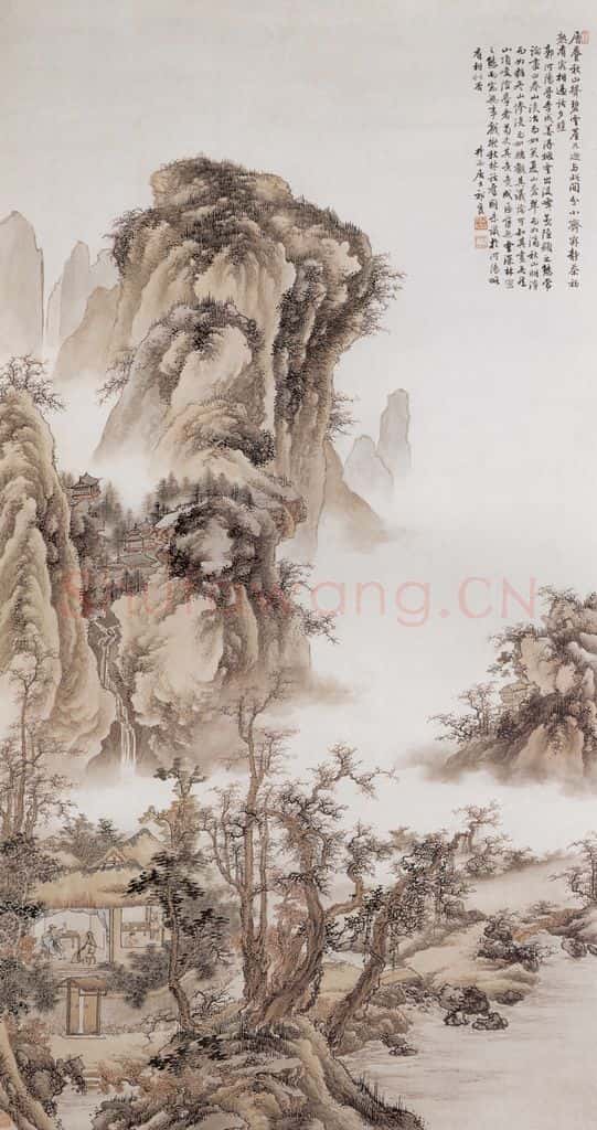  祁崑《仿秋林话归图》书画作品