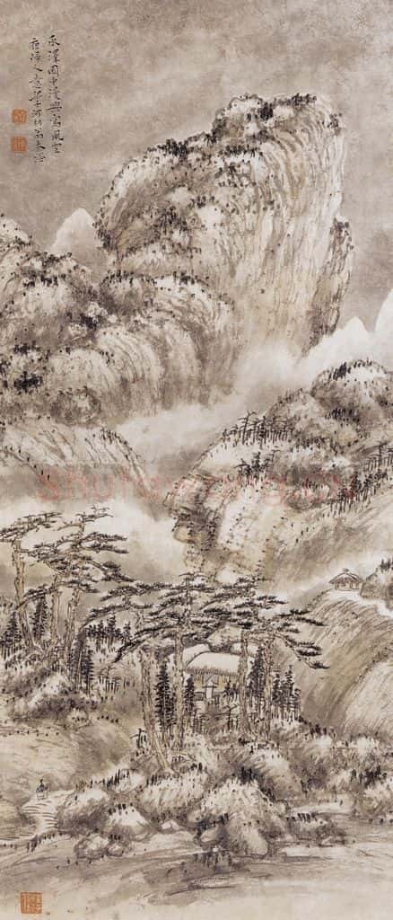 秦仲文《风雪亱归》书画作品