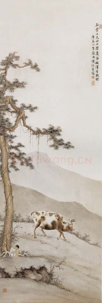 1940年 陈缘督《牧牛图》书画作品