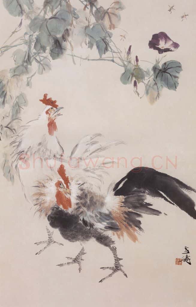  王雪涛《双鸡图》书画作品