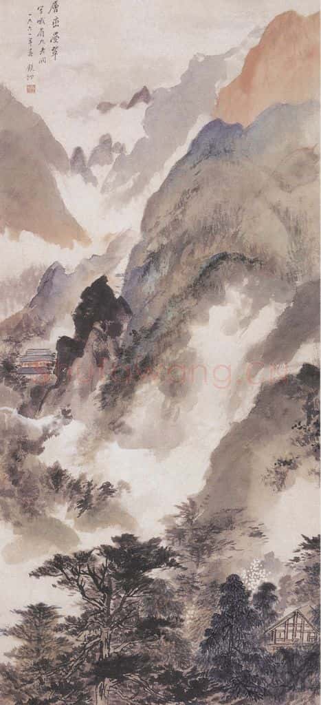 1961年 吴镜汀《层峦叠翠》书画作品