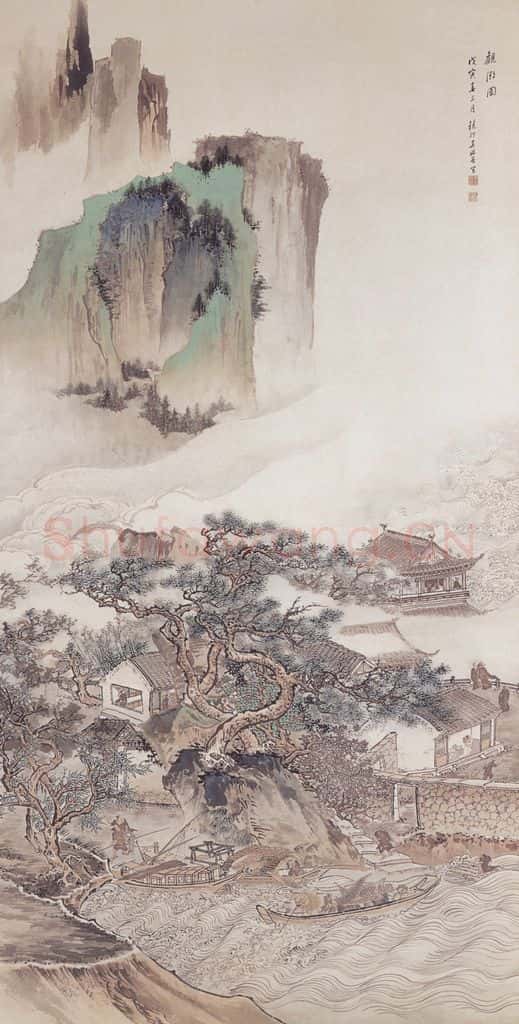 1938年 吴镜汀《观潮图》书画作品
