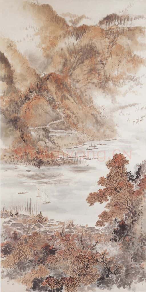1964年 吴镜汀《沁园春·长沙》词意 书画作品