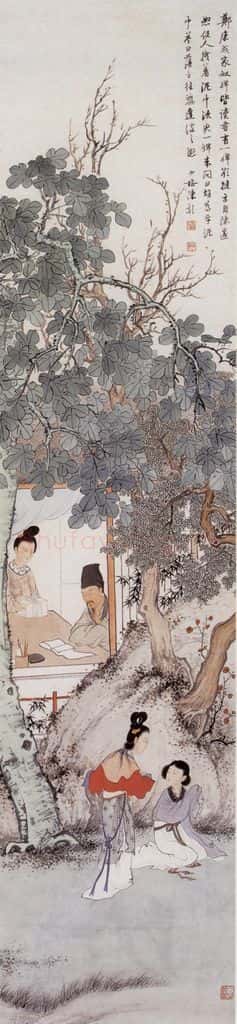 陈少梅《人物条屏》书画作品