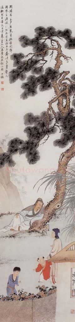陈少梅《人物条屏》书画作品