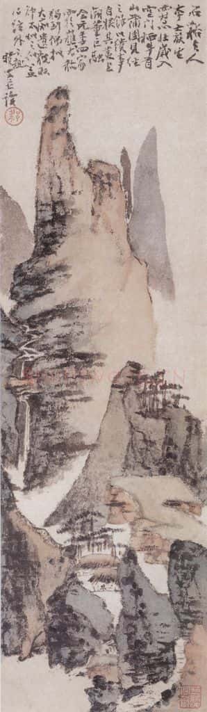 梁崎《牛首山色》书画作品