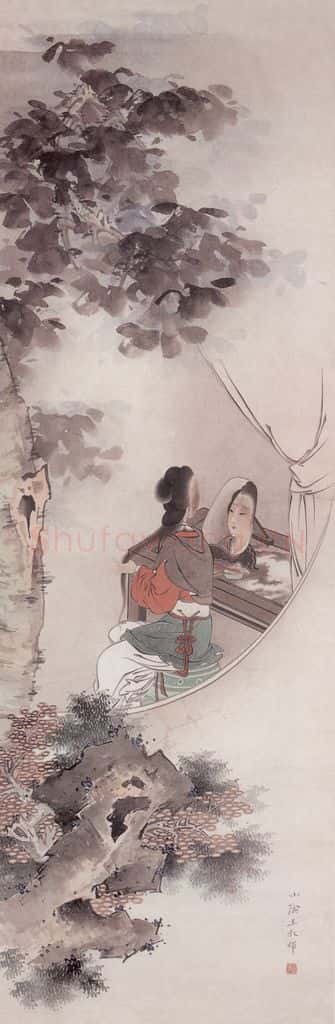 王叔晖《梧桐仕女》书画作品