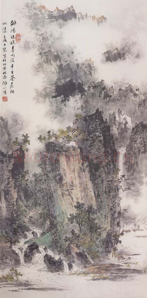1982年 陶一清《斜阳返照》书画作品