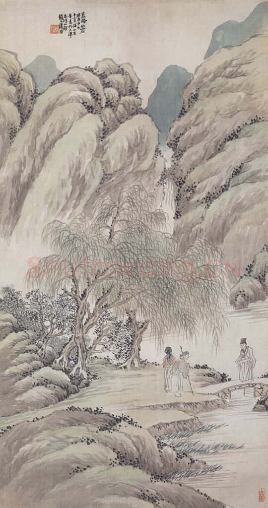 1920年 赵松声《蓝桥仙窟》书画作品
