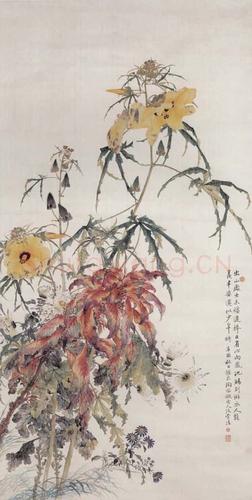 1921年 陶瑢《花卉图》书画作品