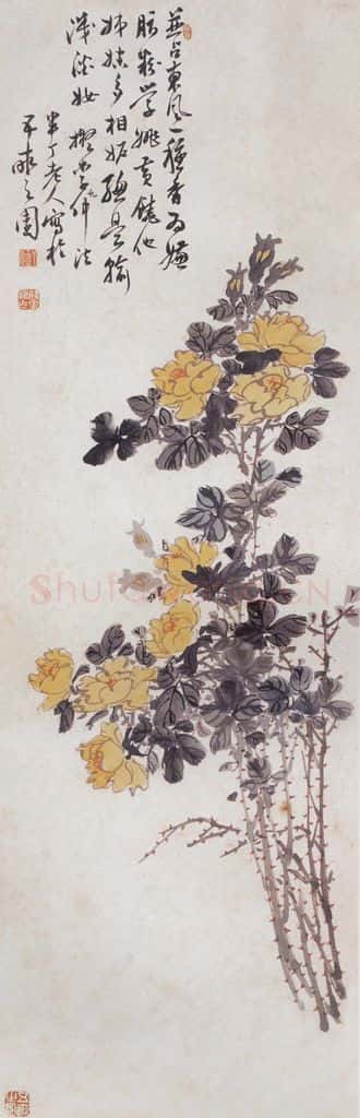 陈半丁《月季花》书画作品