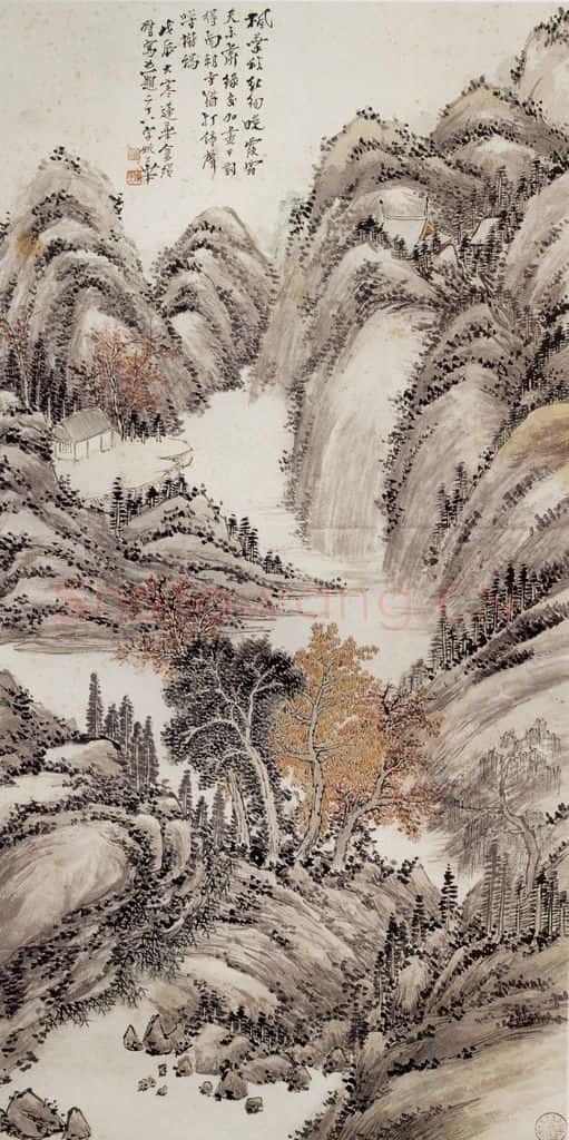 1928年 姚华《枫叶秋红》书画作品