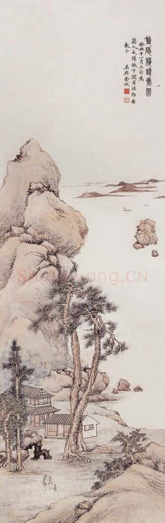 1913年 金城《双隐楼读书图》书画作品