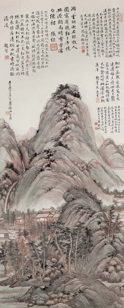 1923年 金城《仿陈汝言山水图》书画作品