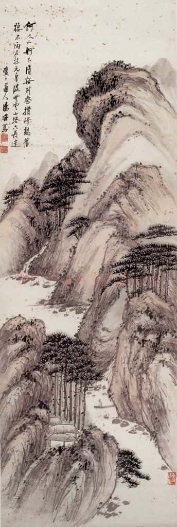 汤涤《一舸下清溪》书画作品