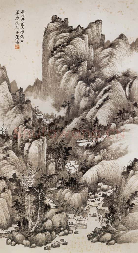1922年 萧谦中《仿大痴山水》书画作品