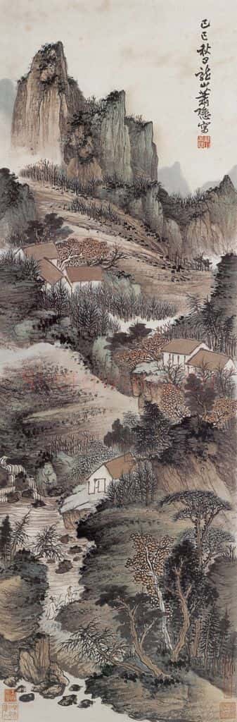 1929年 萧谦中《溪山访友图》书画作品