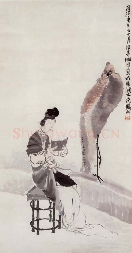 1870年 任伯年 吹箫引凤图 书画作品