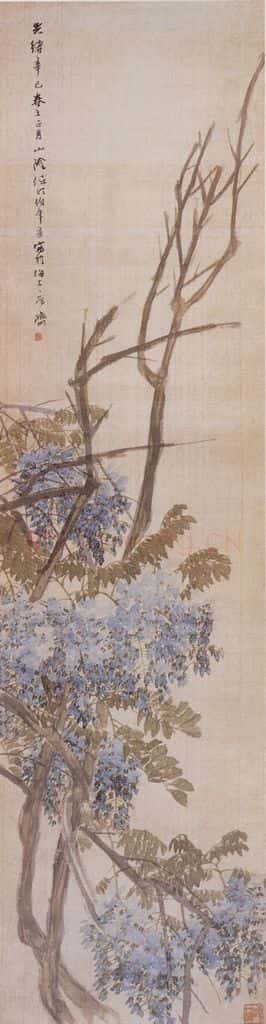 1881年 任伯年 紫藤 书画作品