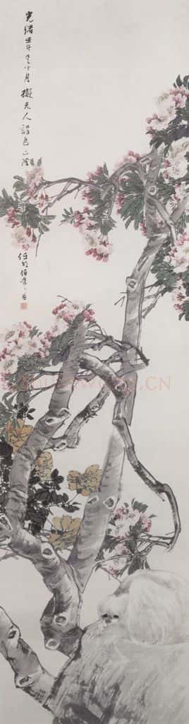 1882年 任伯年 花荫小犬图 书画作品