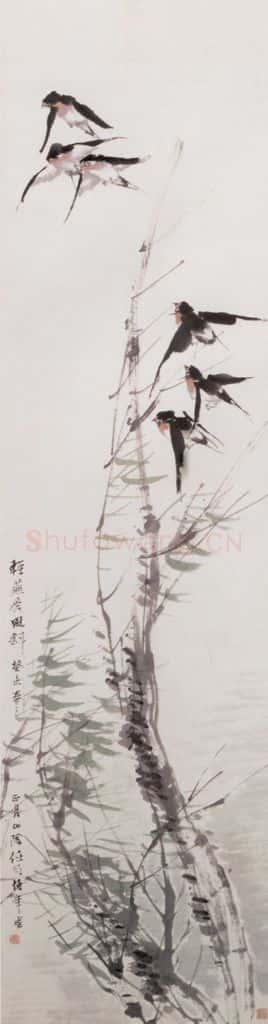 1883年 任伯年 柳燕图 书画作品