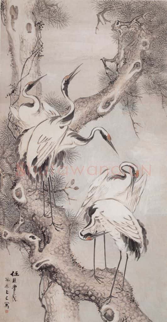 1856年 任熊 松鹤图 书画作品