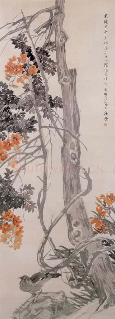 1884年 任伯年 凌霄图 书画作品