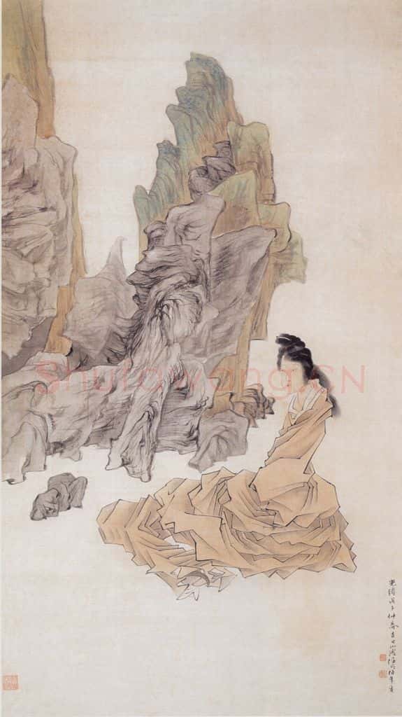 1888年 任伯年 女娲炼石图 书画作品